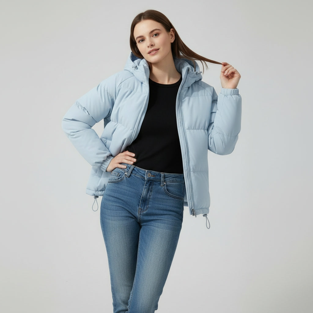 Dames winterjas met elegante pasvorm en gevoerde capuchon voor warmte
