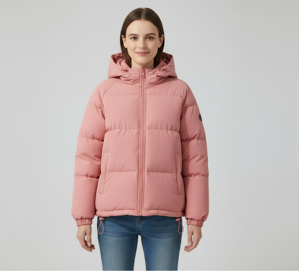 Dames winterjas met elegante pasvorm en gevoerde capuchon voor warmte