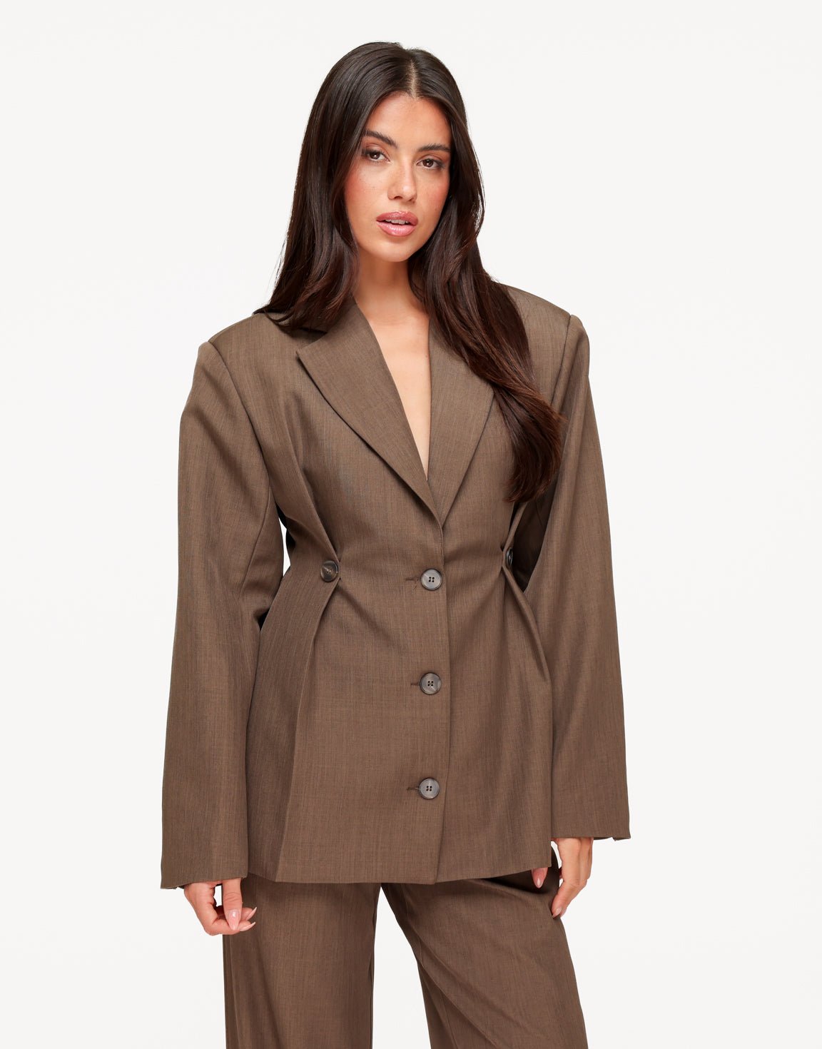 Donker Taupe Stevige Classic Detail - Blazer