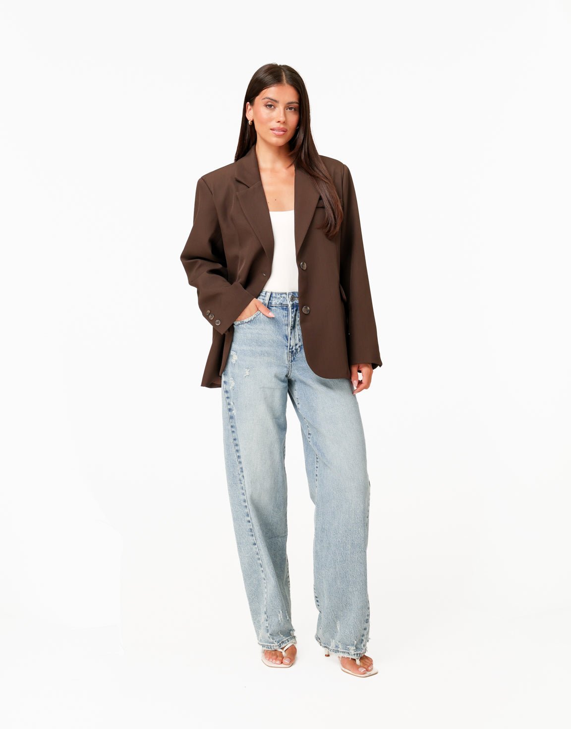 Donkerbruine Oversized Pasvorm - Blazer