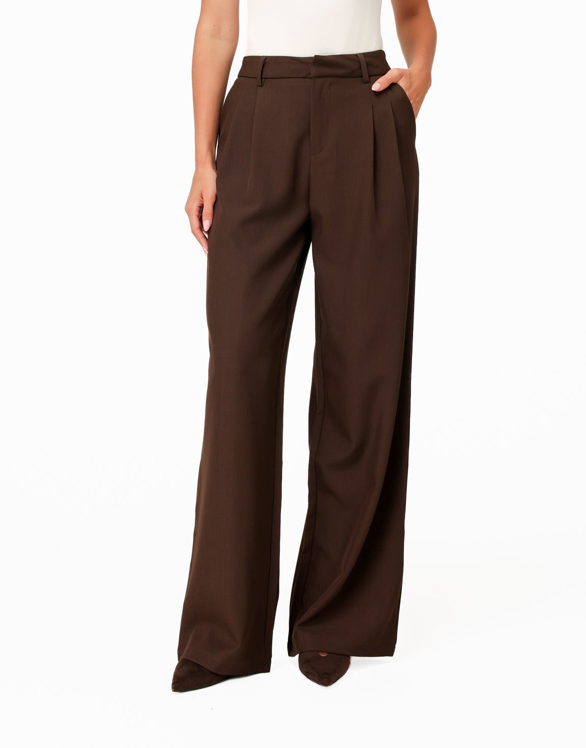 Donkerbruine Wijde Pasvorm - Pantalon