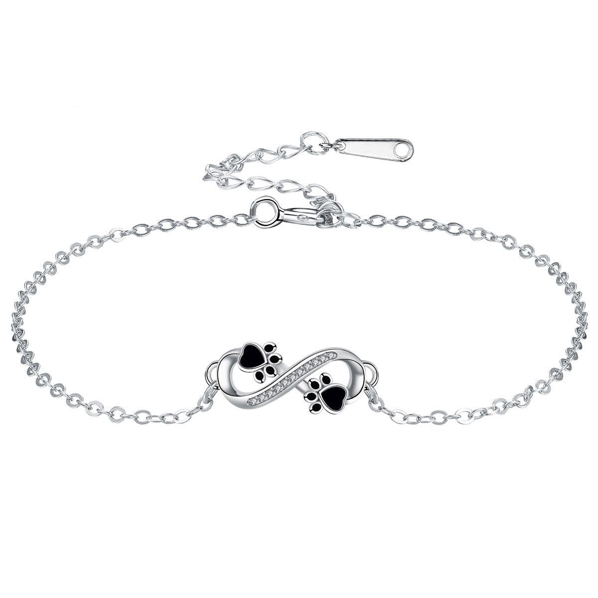 Oneindig Symbool Hanger Huisdier Poot Armband met Zirconia