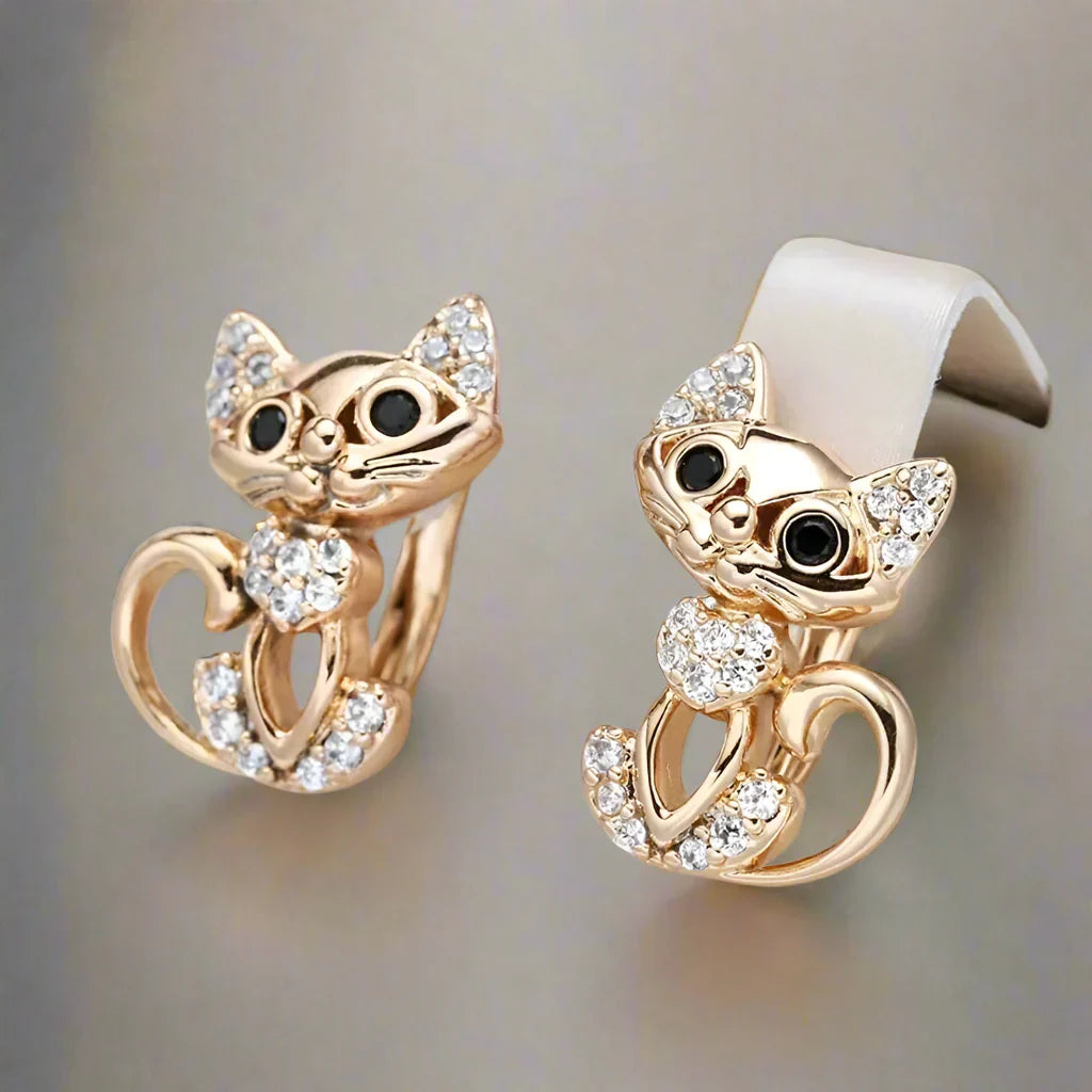 Elegante Zirkonia Kitty Oorbellen