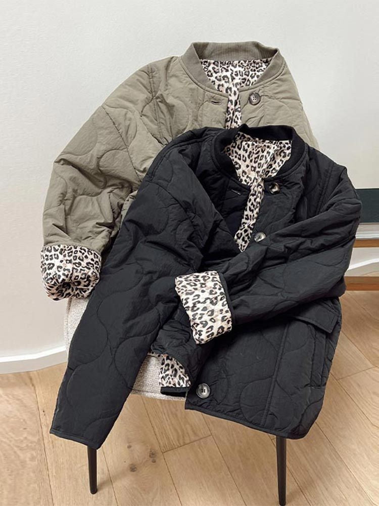 Elegante Damesjas met Luipaardvoering