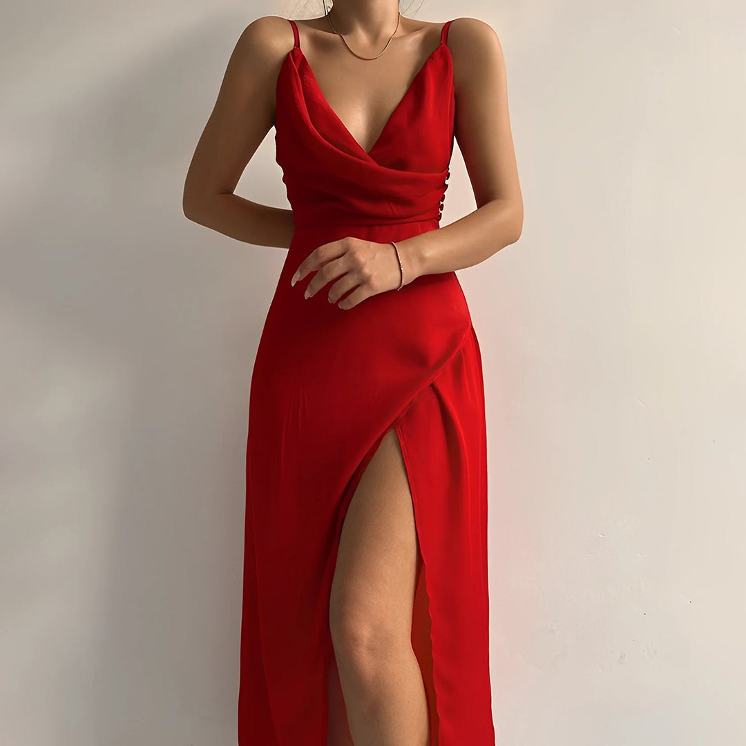 Elegante Maxi Jurk voor Dames met V-hals