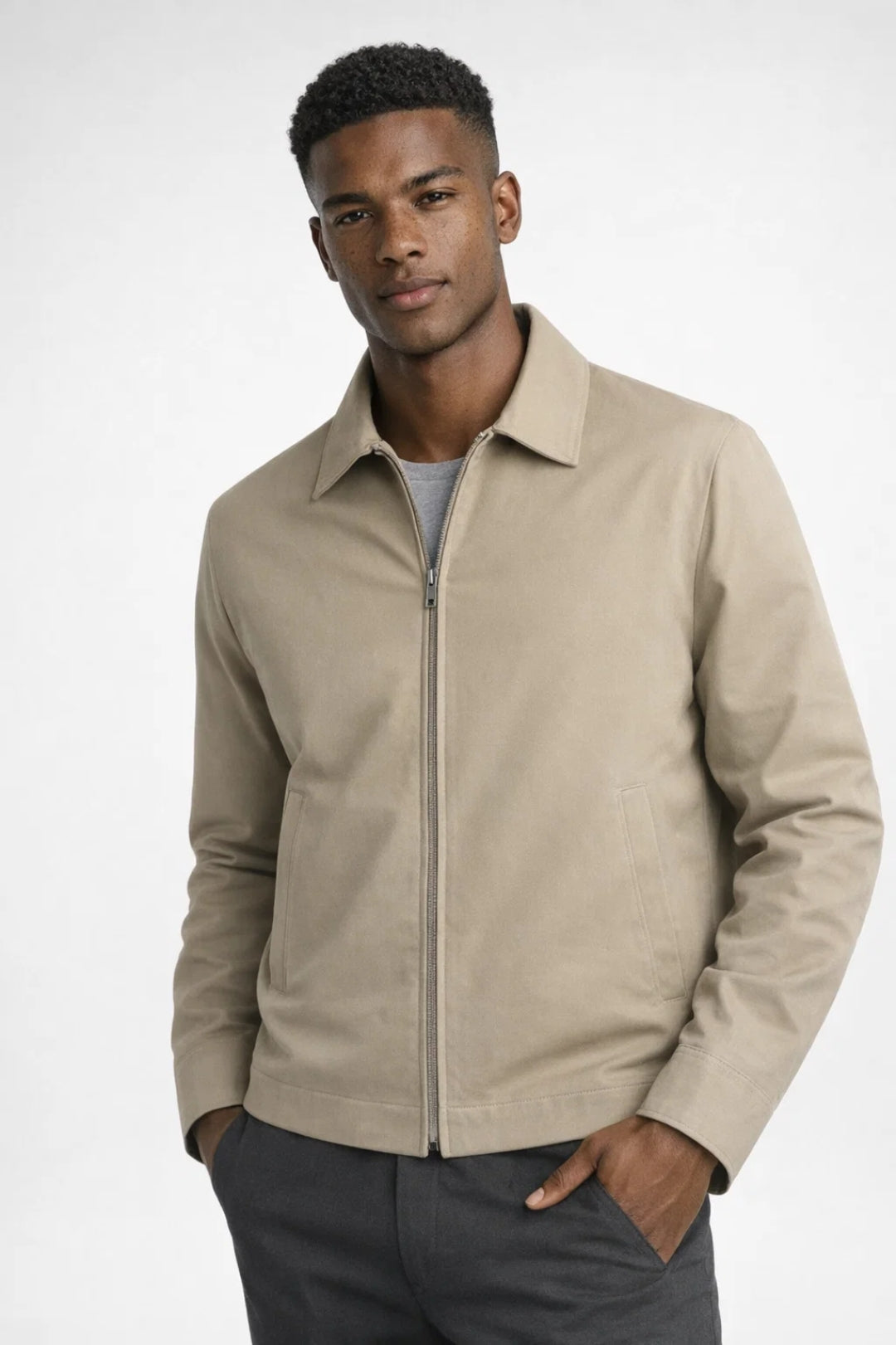 Tussenjas Heren Slim Fit Rits Klassieke Kraag Smart Casual zomer
