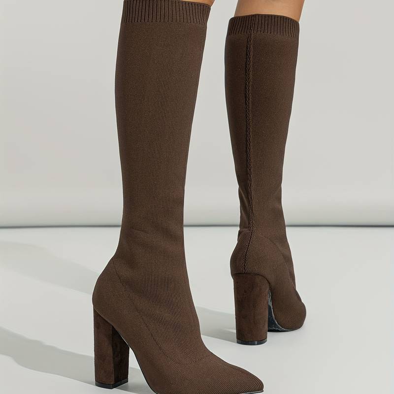 Knee-High Sock Fit Boots Voor Dames Met Pointed Toe