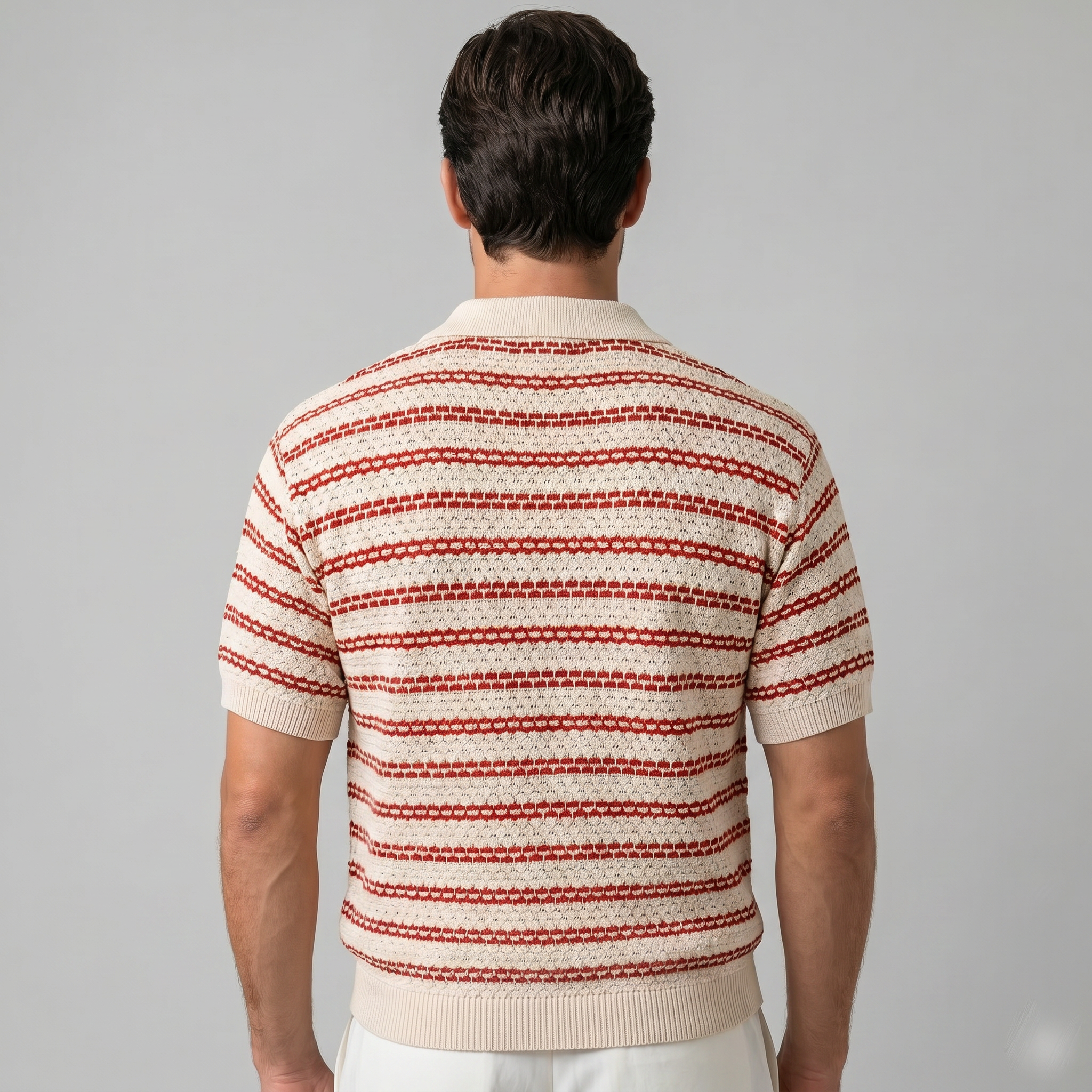 Gebreide Polo Shirt Heren Tailored Fit Lange Mouwen Casual