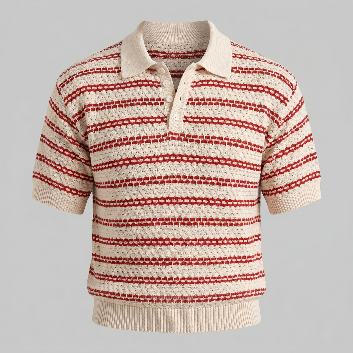 Gebreide Polo Shirt Heren Tailored Fit Lange Mouwen Casual