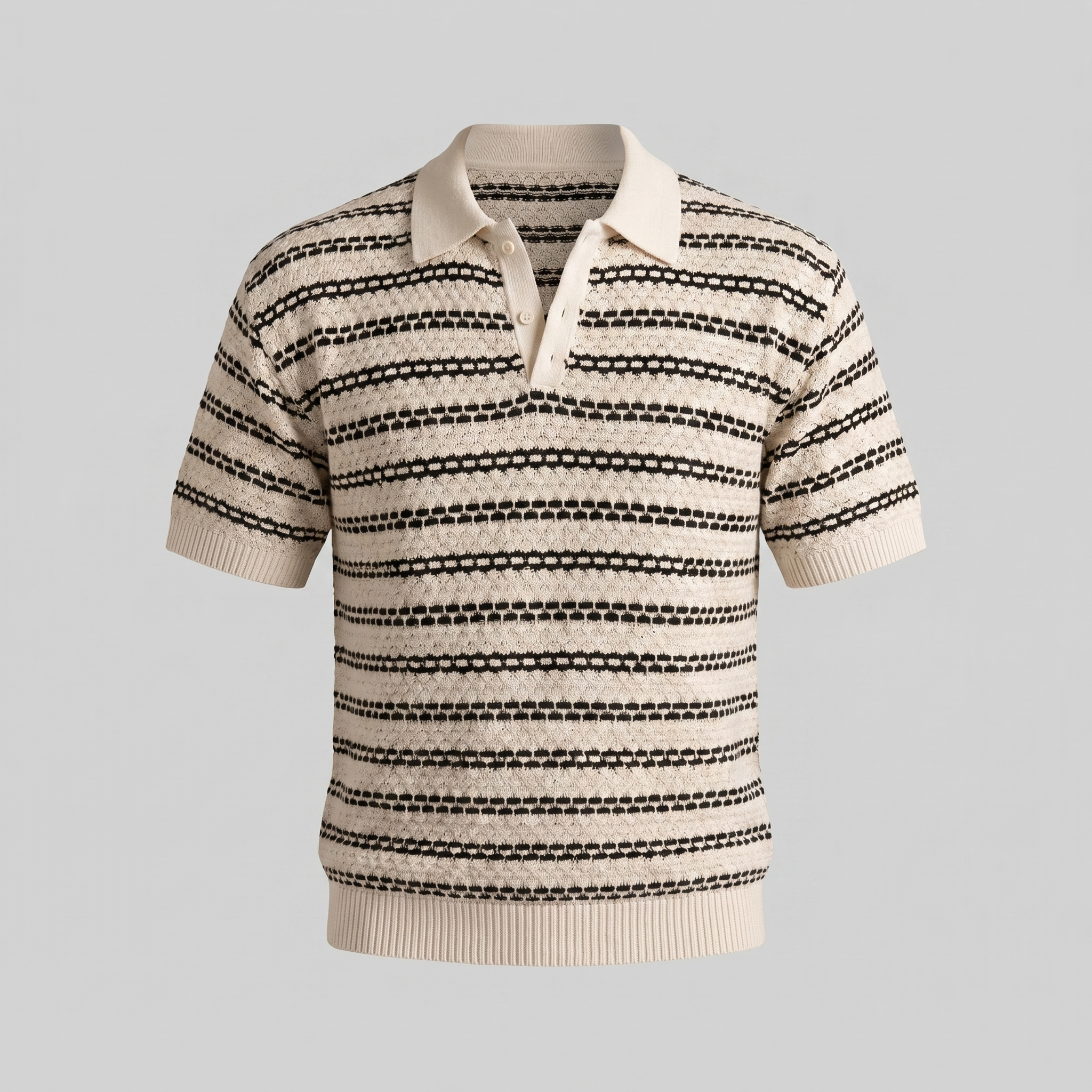 Gebreide Polo Shirt Heren Tailored Fit Lange Mouwen Casual
