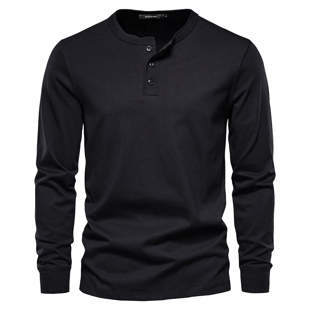 Henley Shirt voor Heren met Knoopsluiting en Lange Mouwen
