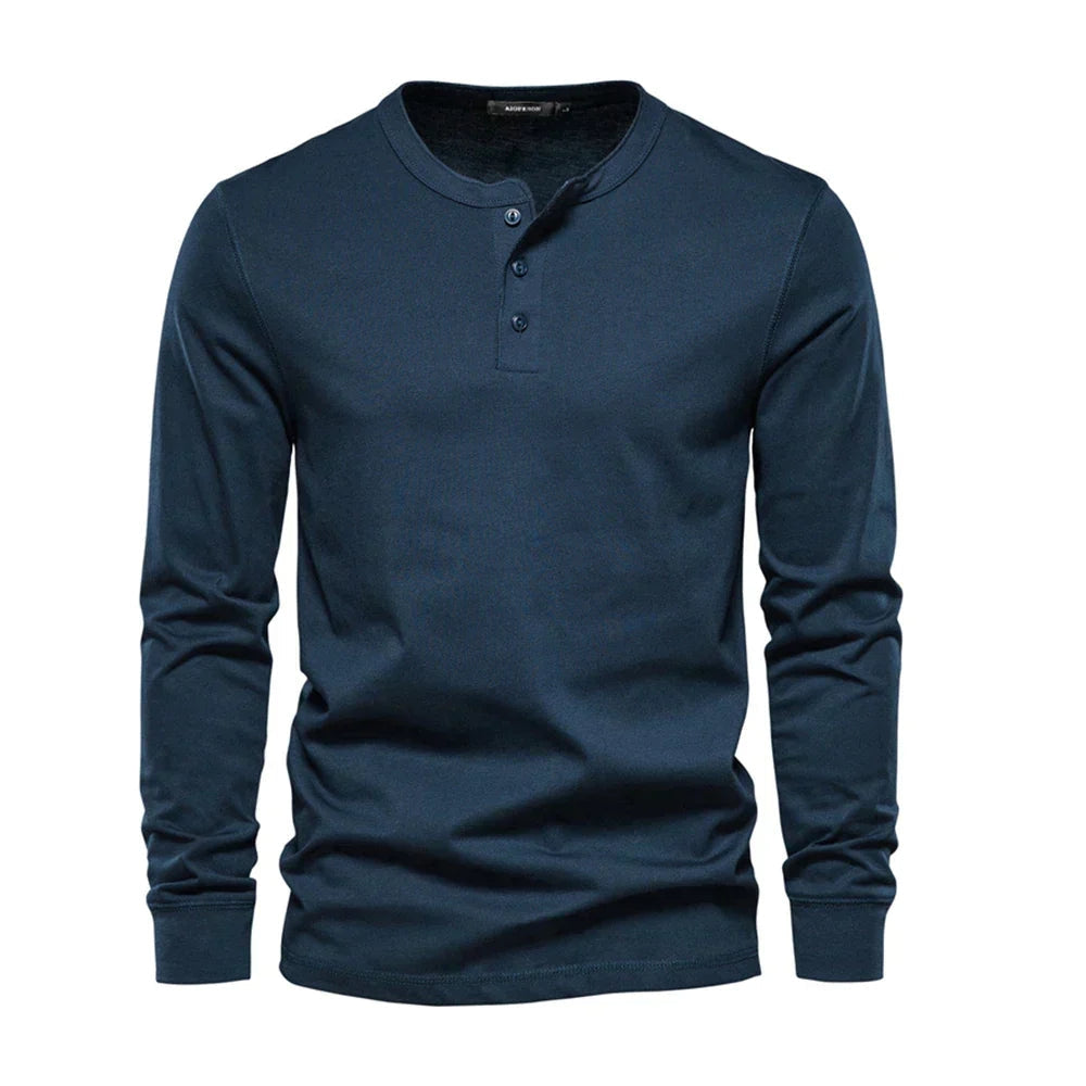 Henley Shirt voor Heren met Knoopsluiting en Lange Mouwen
