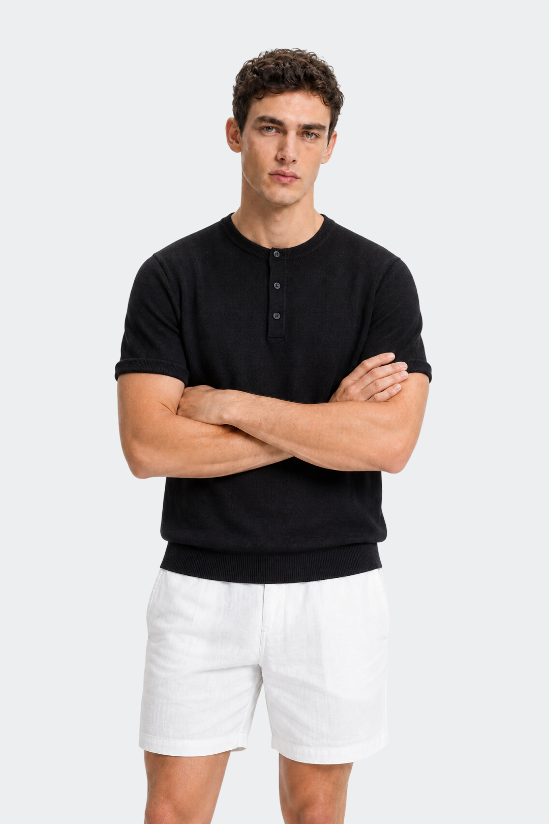 Henley T-shirt Korte Mouwen Heren Casual