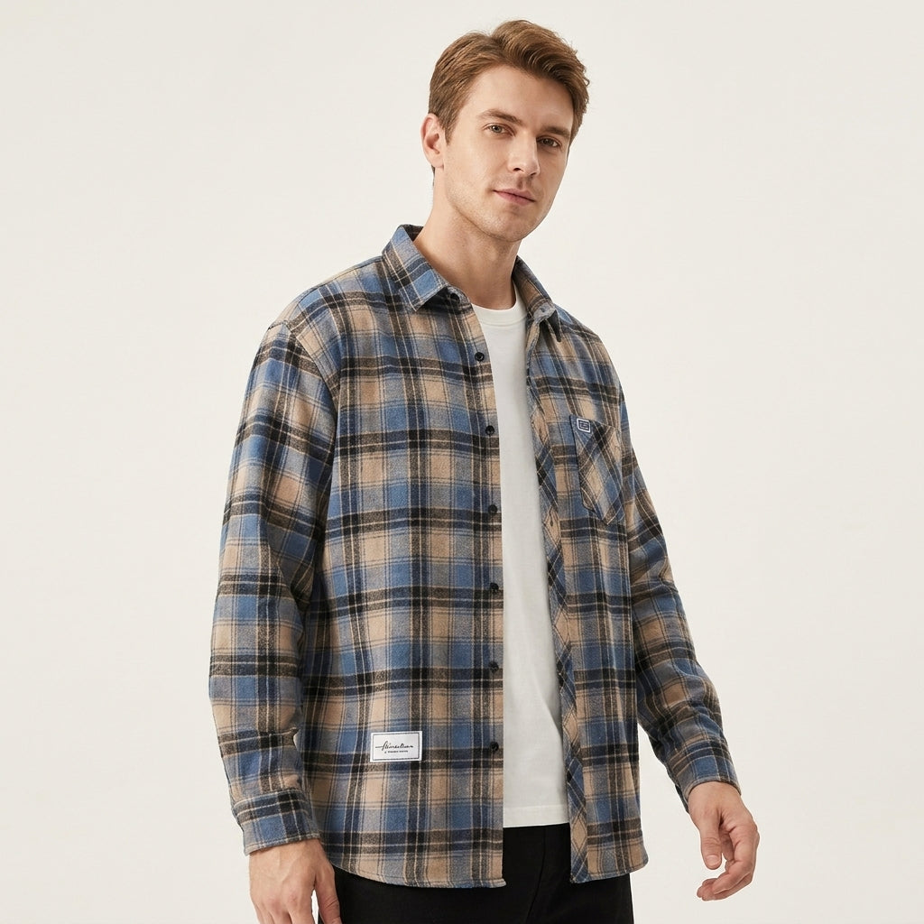 Heren Geruite Overshirt Knoopsluiting Casual Zomer