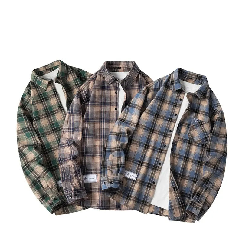 Heren Geruite Overshirt Knoopsluiting Casual Zomer