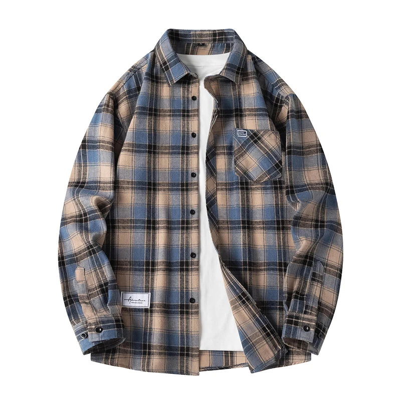 Heren Geruite Overshirt Knoopsluiting Casual Zomer
