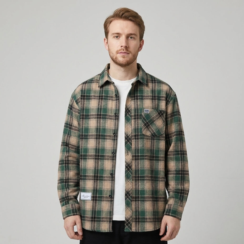 Heren Geruite Overshirt Knoopsluiting Casual Zomer