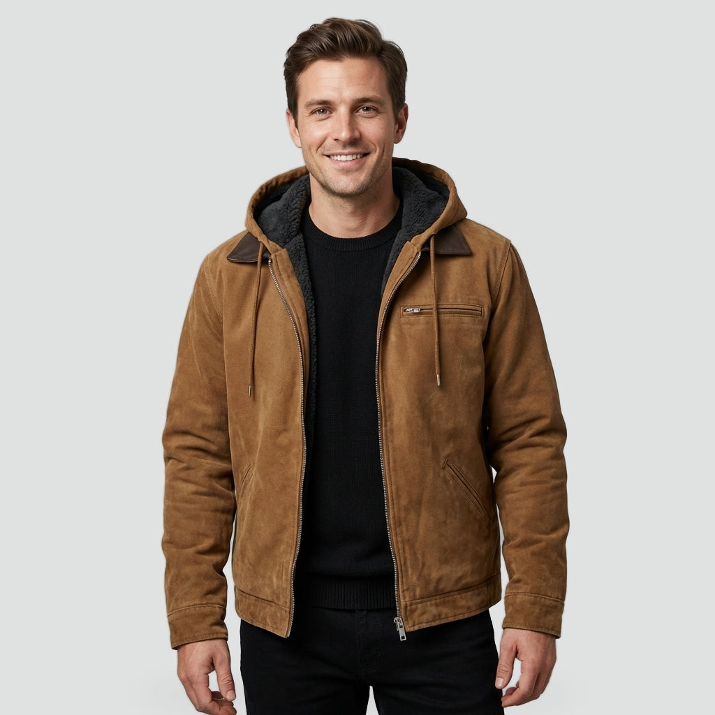 Heren Jas met Suède en Capuchon voor een stijlvolle look