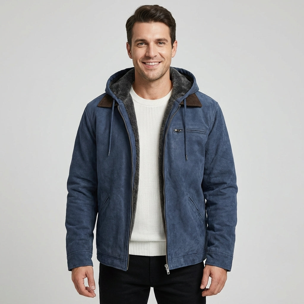 Heren Jas met Suède en Capuchon voor een stijlvolle look
