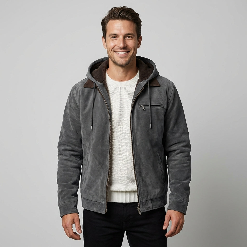 Heren Jas met Suède en Capuchon voor een stijlvolle look