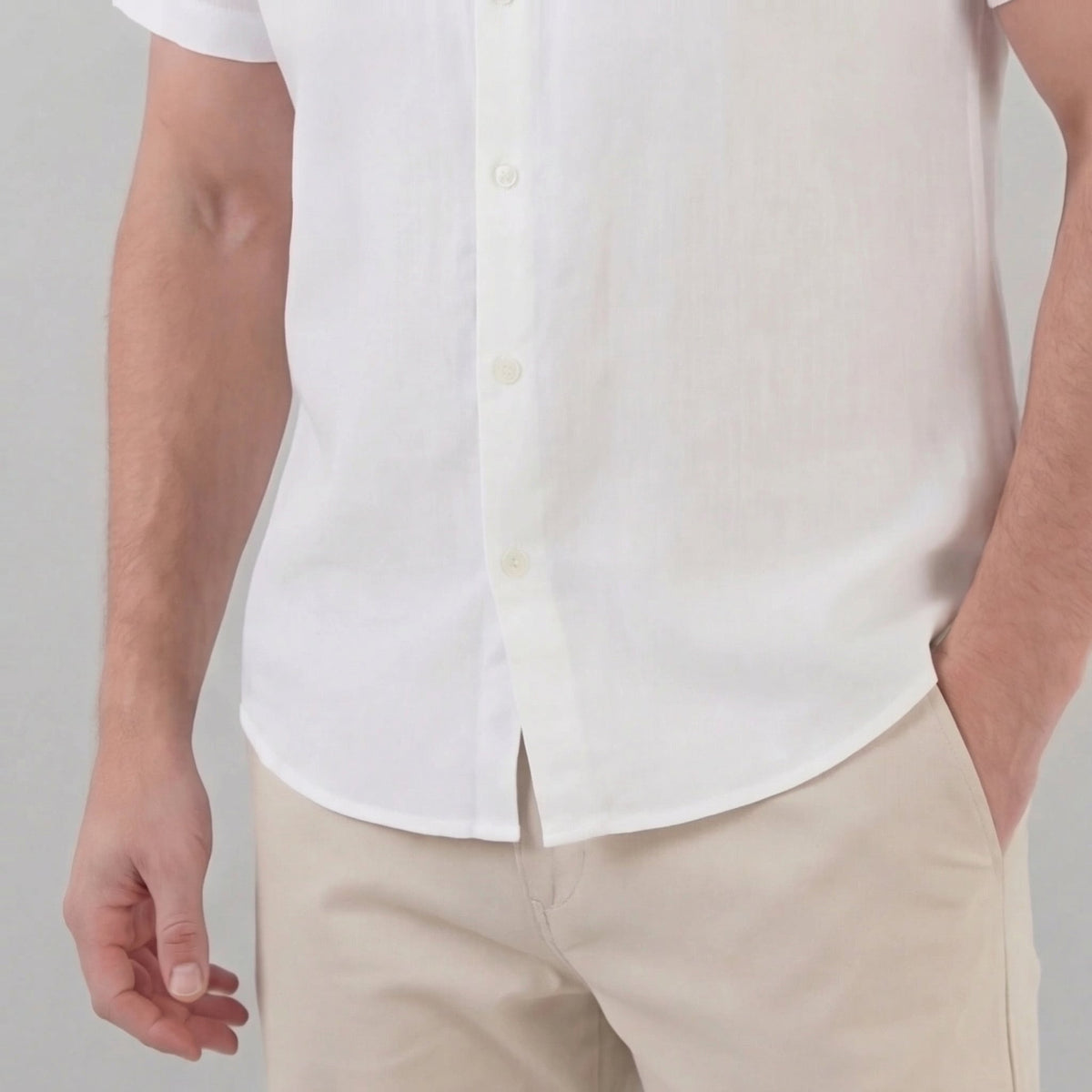 Heren Linnen Shirt Korte Mouw
