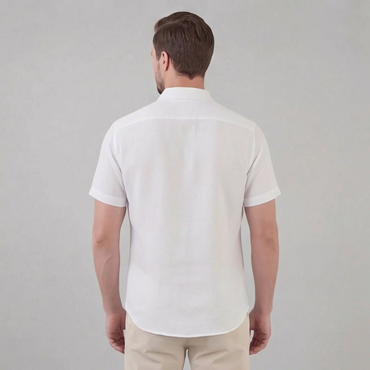 Heren Linnen Shirt Korte Mouw