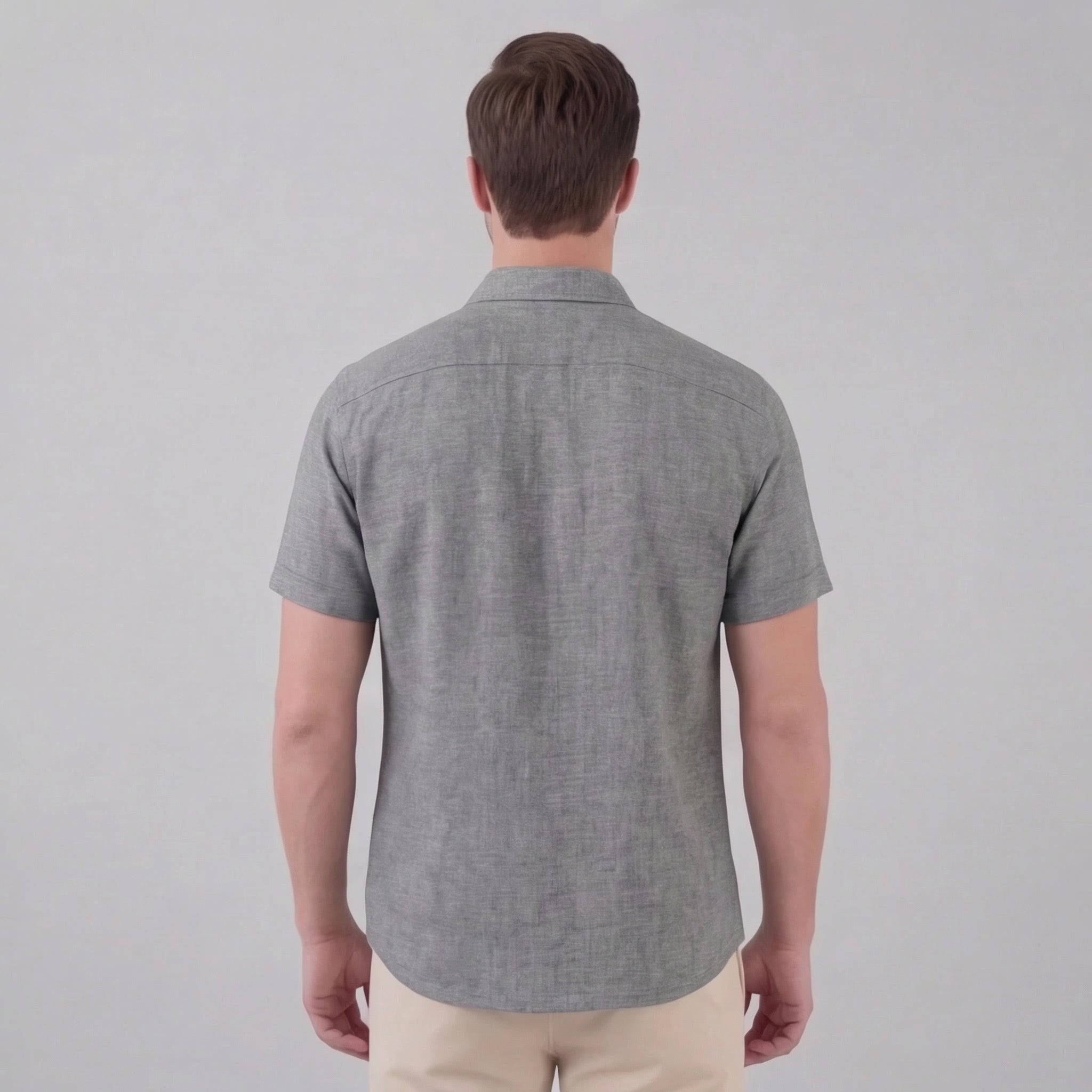 Heren Linnen Shirt Korte Mouw