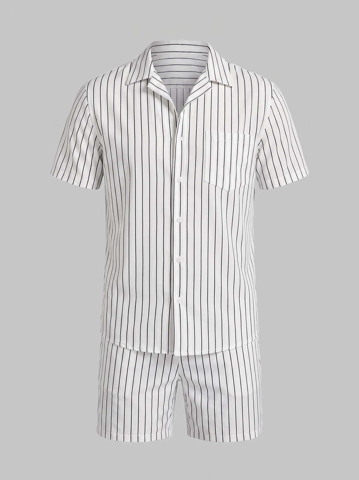Heren Pinstripe Korte Mouw Co-ord Set Zomer