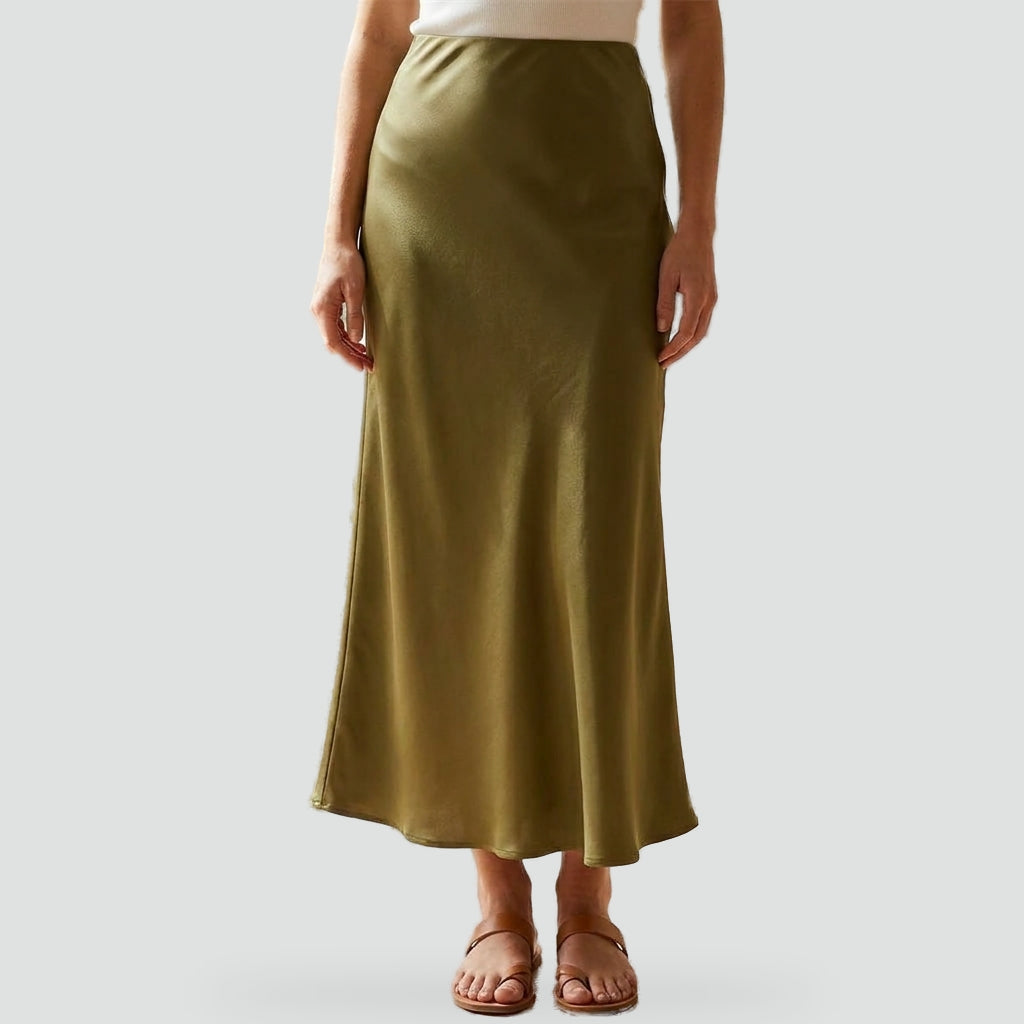 Dames Satijnen Rok met Elegante Glans voor een Luxe Maxi Look