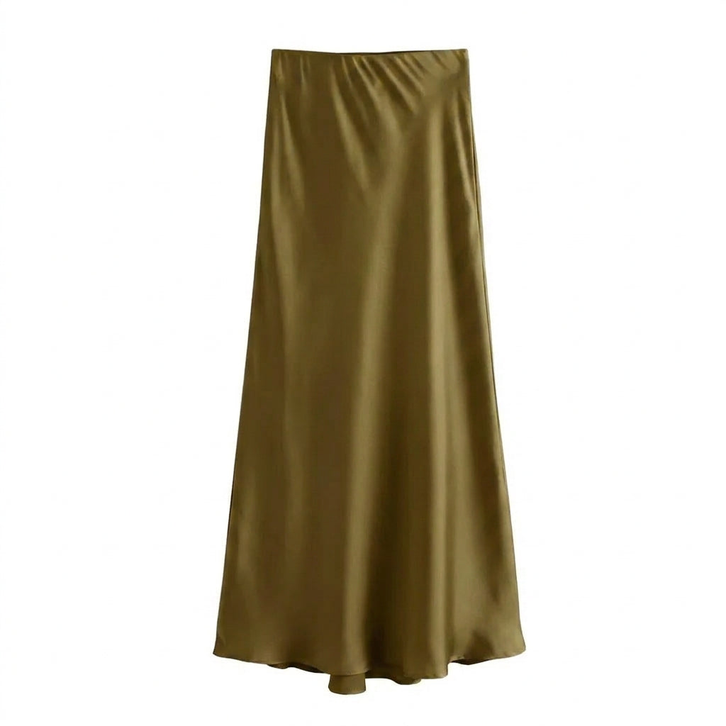 Dames Satijnen Rok met Elegante Glans voor een Luxe Maxi Look