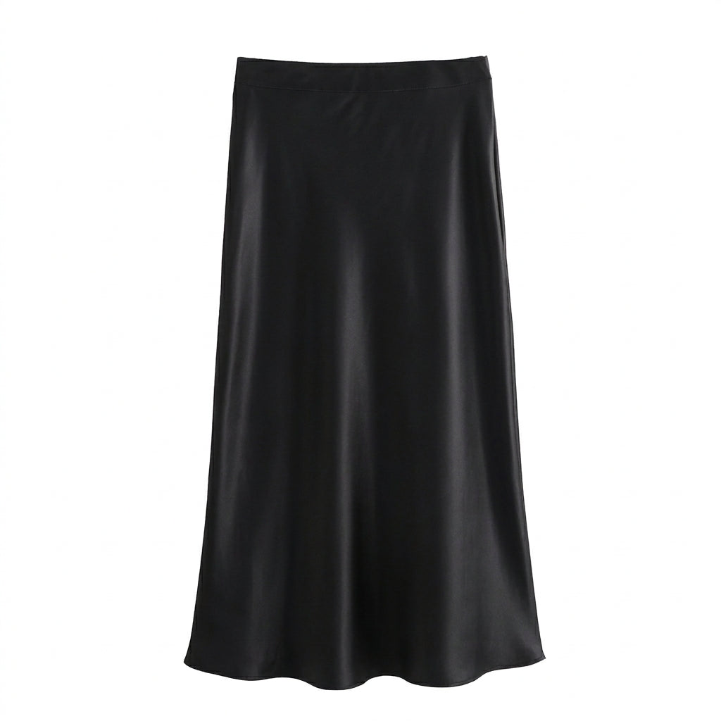 Dames Satijnen Rok met Elegante Glans voor een Luxe Maxi Look