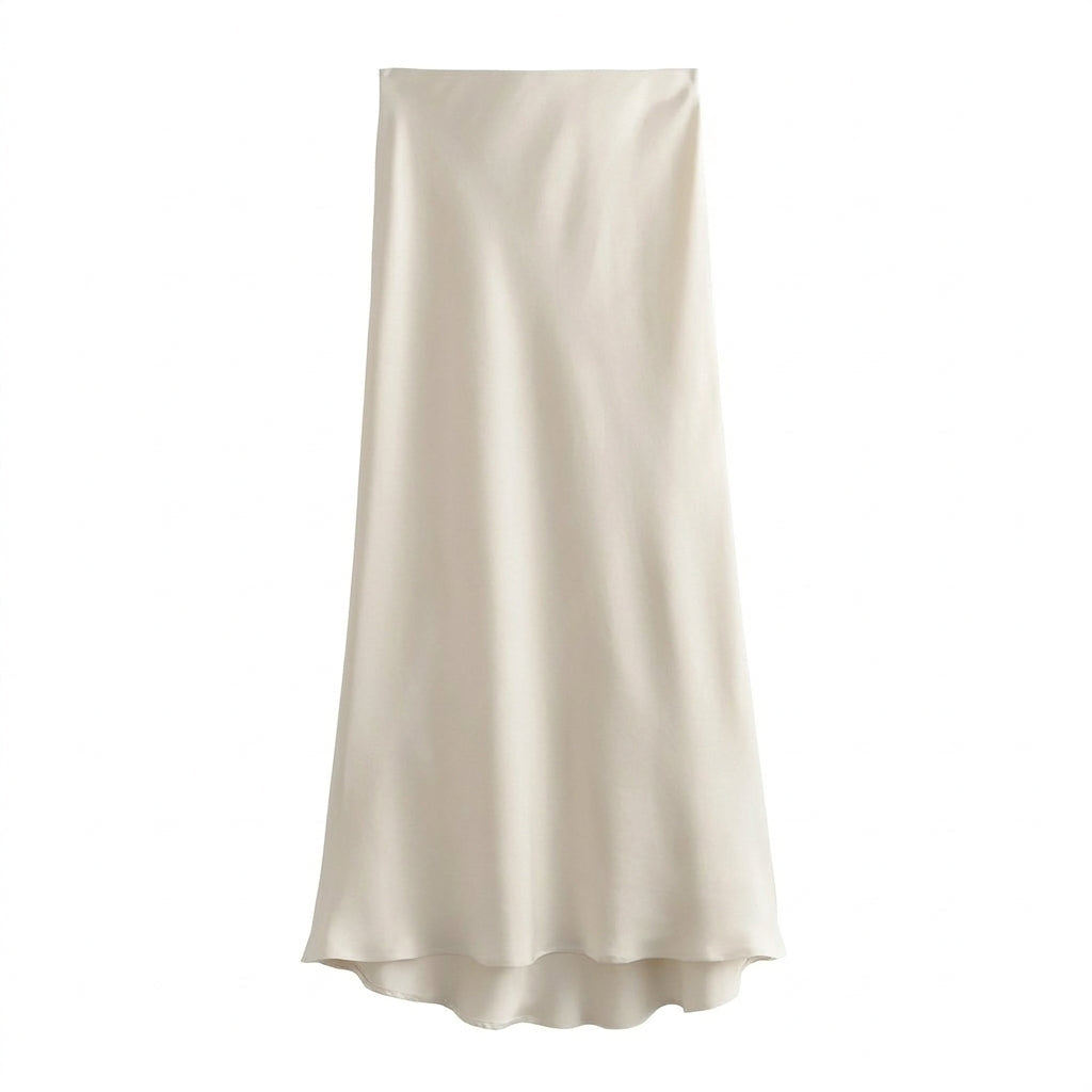 Dames Satijnen Rok met Elegante Glans voor een Luxe Maxi Look