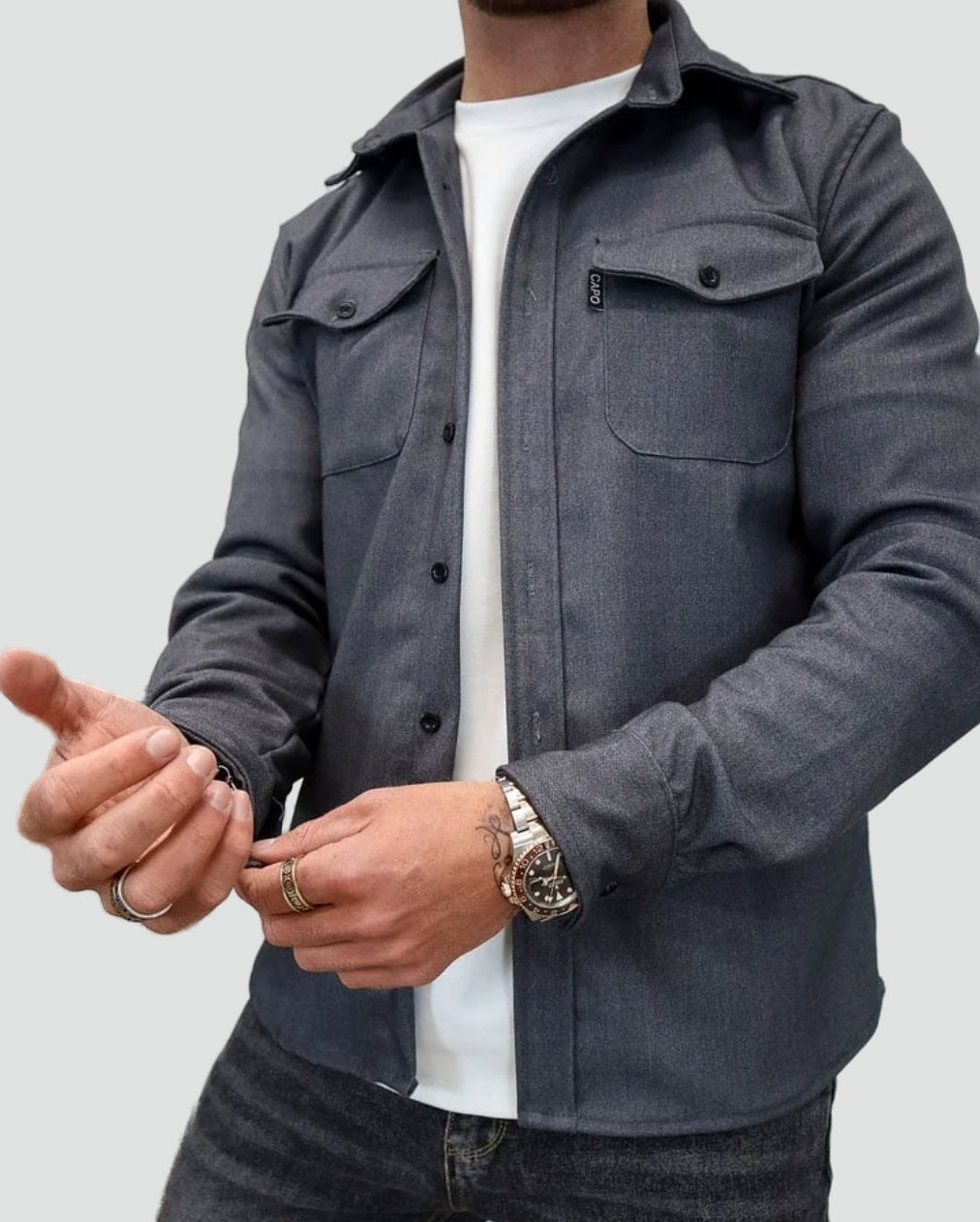 Heren Shirtjack met Borstzakken voor Comfortabel Herfstgebruik