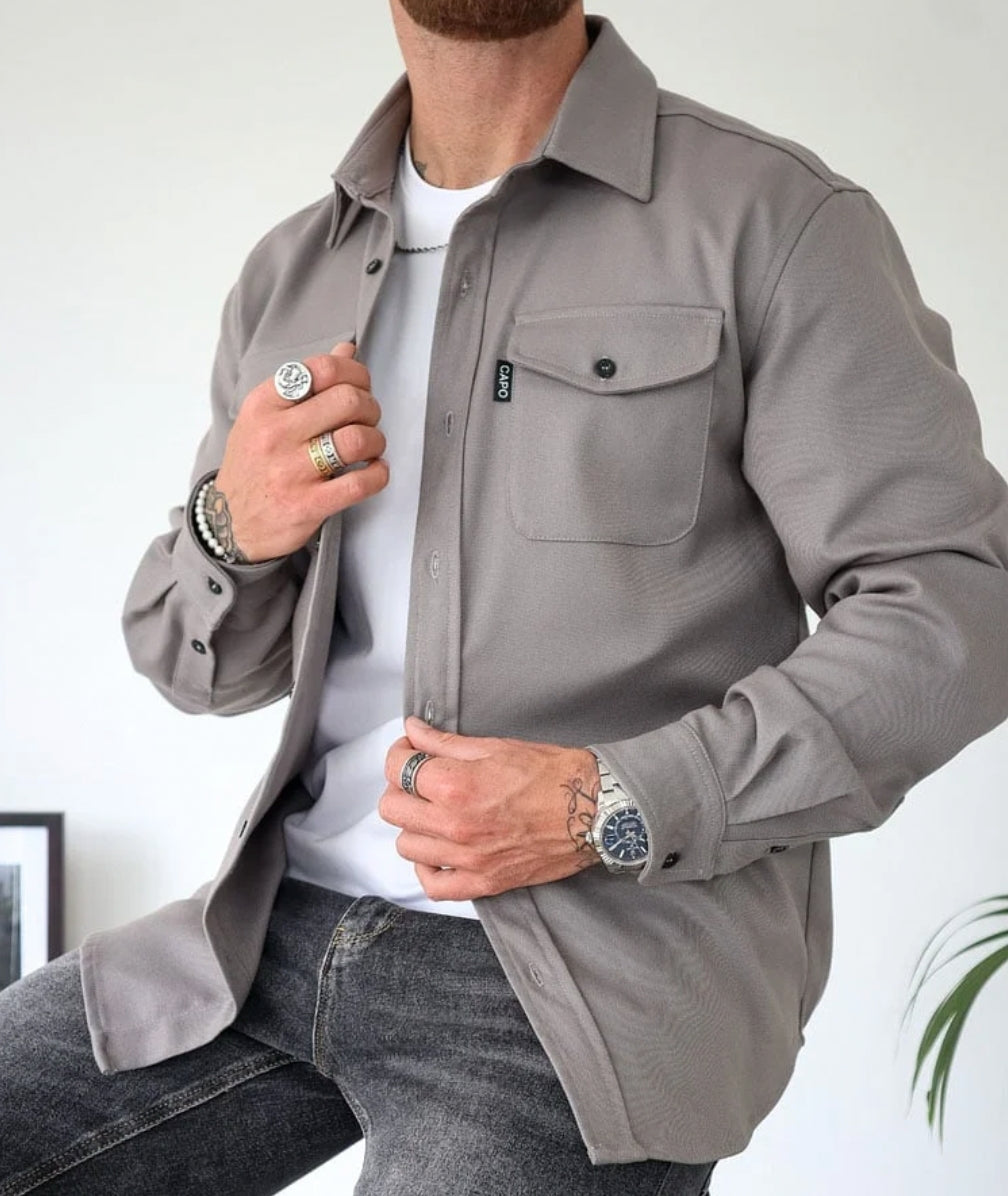 Heren Shirtjack met Borstzakken voor Comfortabel Herfstgebruik