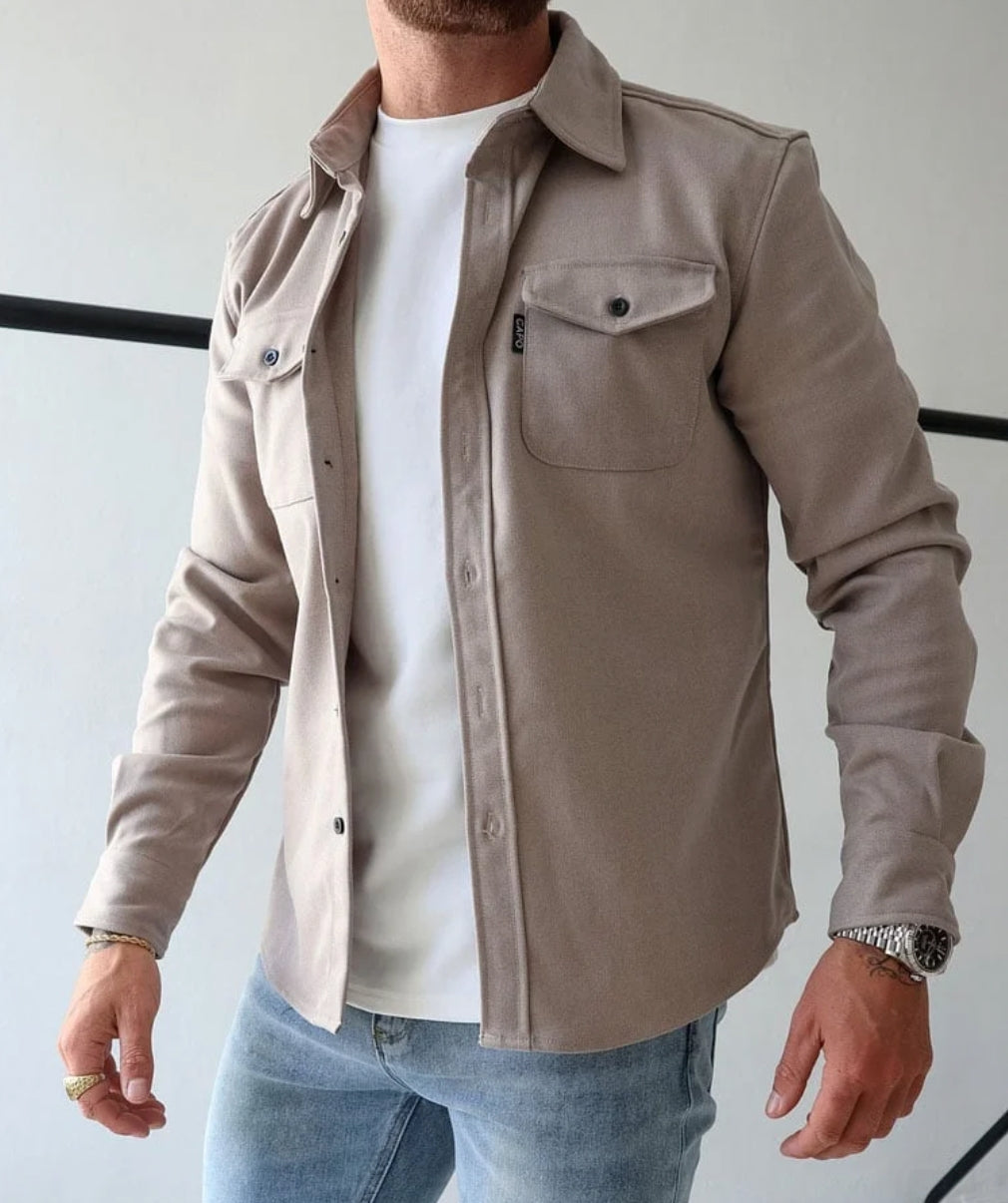 Heren Shirtjack met Borstzakken voor Comfortabel Herfstgebruik