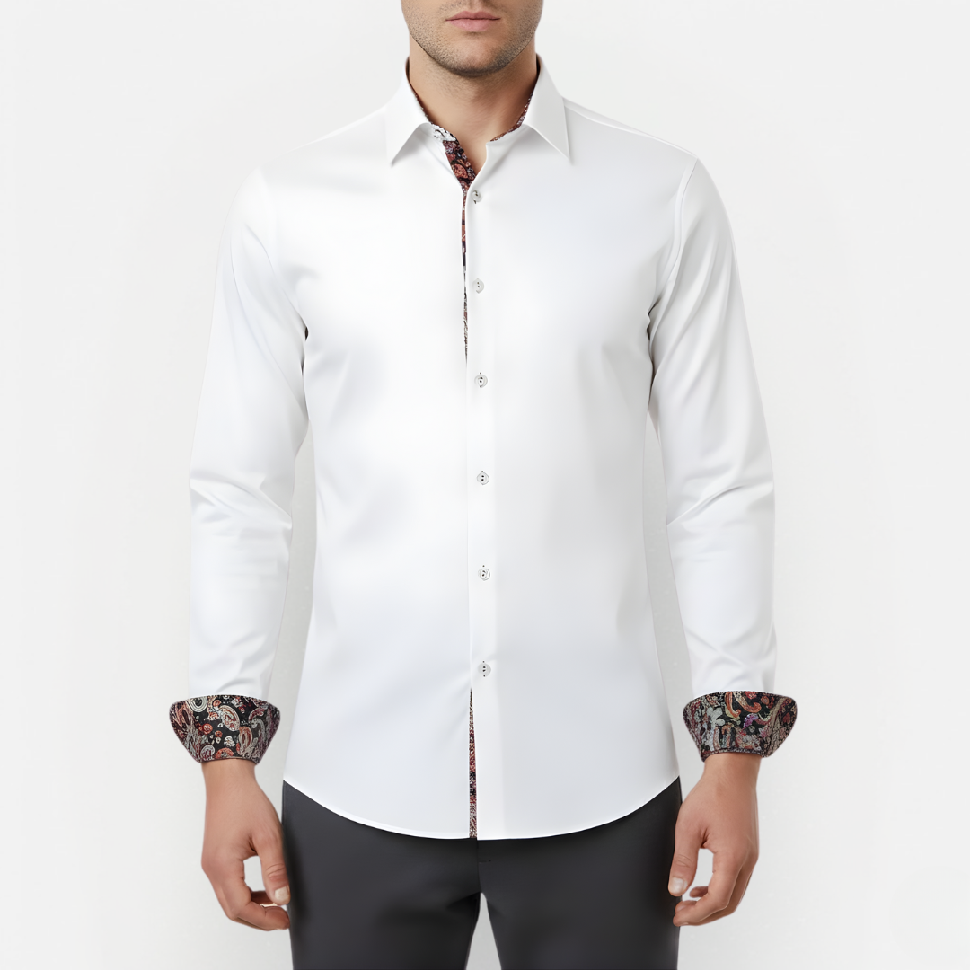 Herenoverhemd Paisley Print Lange Mouwen Casual