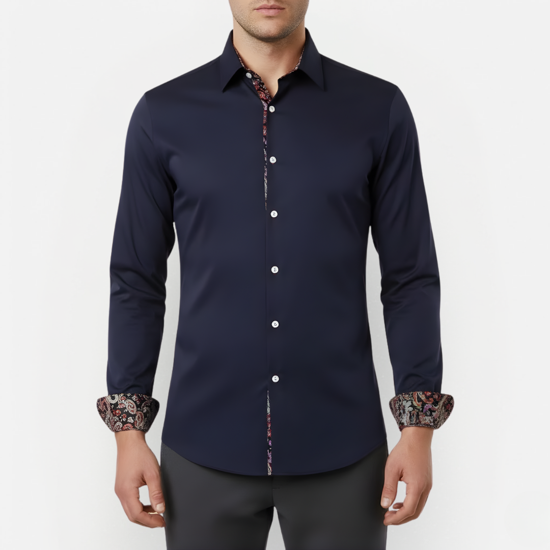 Herenoverhemd Paisley Print Lange Mouwen Casual