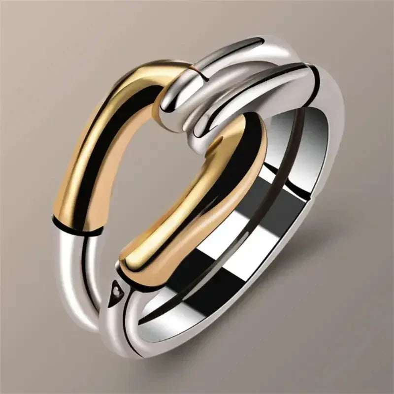 Verweven ring in goud en zilver met elegant design