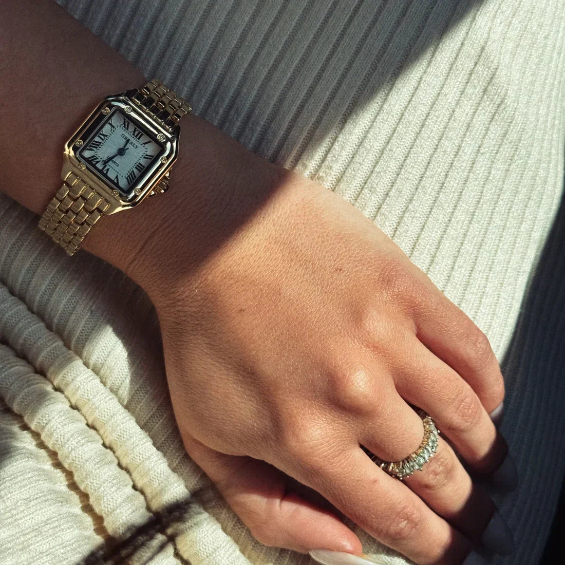 Elegante dagelijkse witgouden horloge