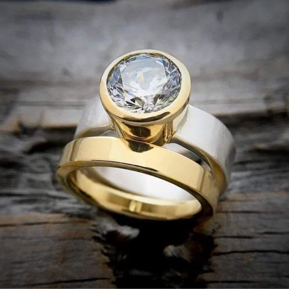 Ingebouwd glas gouden ring