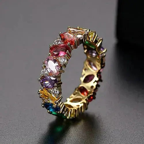 Klassieke ring met multicolor zirkonia