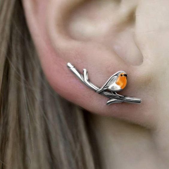 Vintage Birdie Zilveren Oorbellen