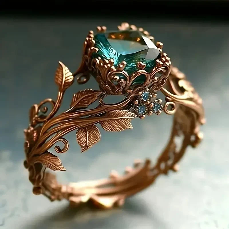 Aardse groene zirkonia ring