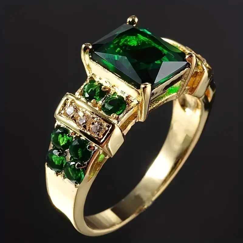 Elegante gouden ring met smaragd