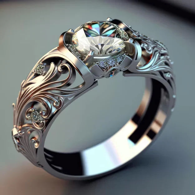 Elegante ring van wit goud met sprankelende kristallen