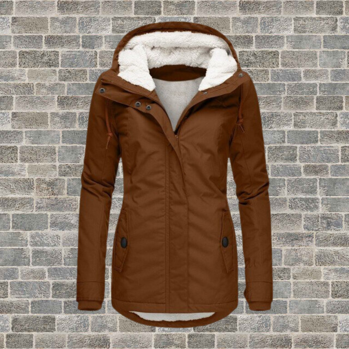 Winterjas Dames Capuchon Fleece Gevoerd Warm
