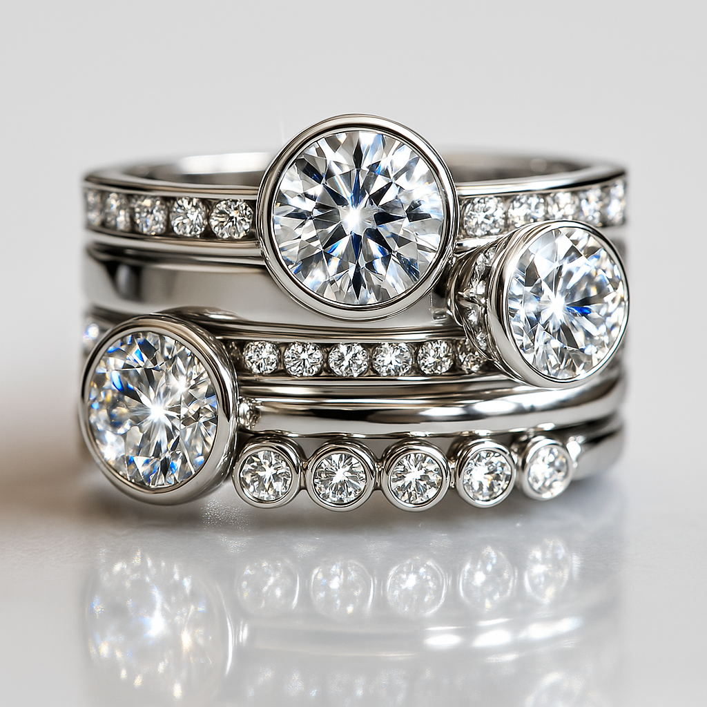 Elegante zilveren en kristallen ring