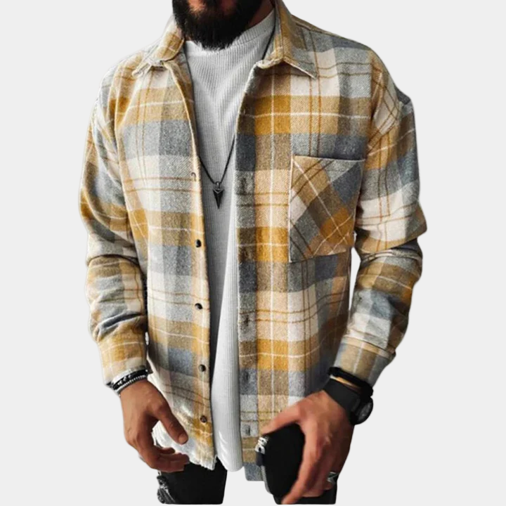 Geruit Overshirt Heren Regular Fit Laagjes Herfst