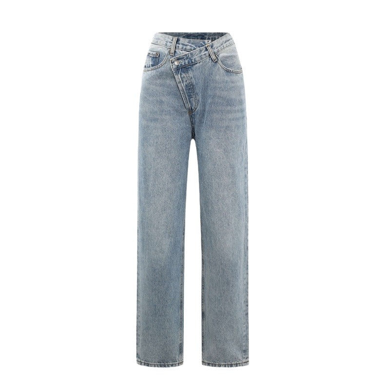 Jeans Dames Wide Leg Crossover Tailleband Casual