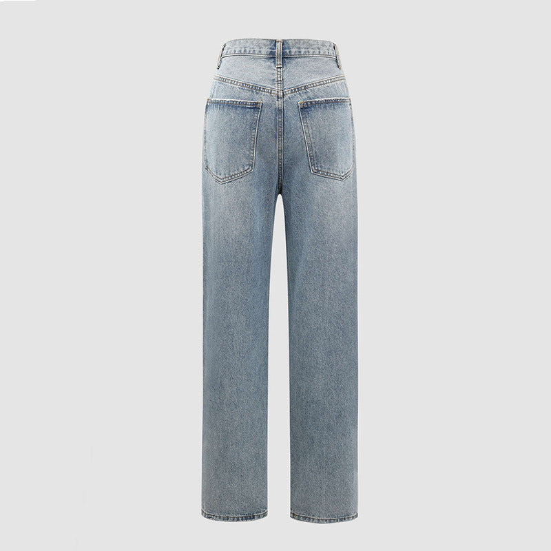 Jeans Dames Wide Leg Crossover Tailleband Casual